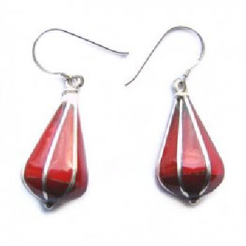 Pyramid Earring Coral Stone PE-1158C